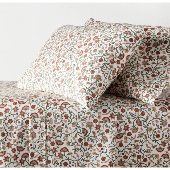 King 400 Thread Count Performance Sheet Set Warm Floral - Threshold NEW - Picture 2 of 6
